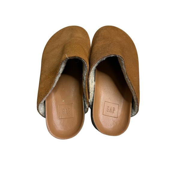 Gap Cozy Clog Women's 6 in Cognac Suede Boho Faux Fur Lined - Picture 3 of 7